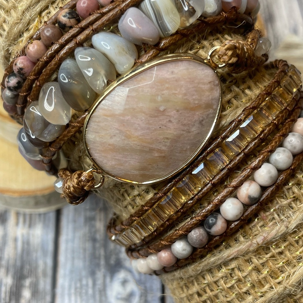 Long Strand Bracelet: Blush With Tones of Gray